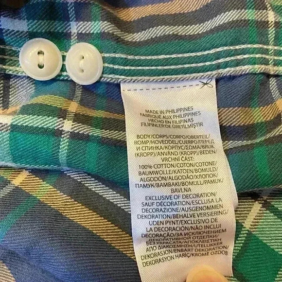 Polo Ralph Lauren Mens Workshirt SMALL Blue/Green Plaid Classic Fit Cotton Twill - Picture 8 of 10